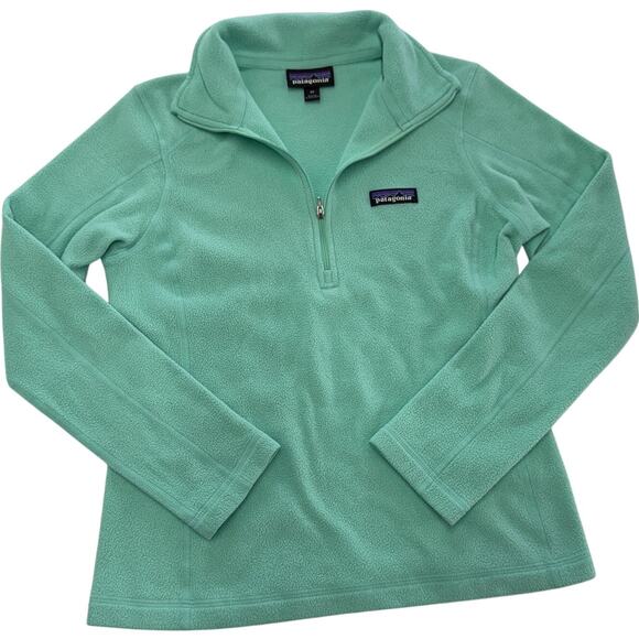 Patagonia Sweater Women X Small Green Mint Vjosa Fleece Pullover 1/4 Zip Micro D - Picture 2 of 9